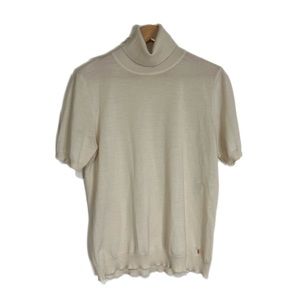 Escada Virgin Wool Quarter Sleeve Off-White/Cream Turtleneck